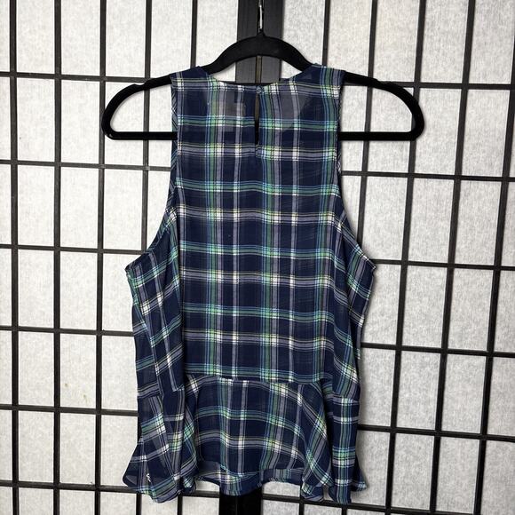 Hollister Y2K Peplum Preppy Plaid Sheer Top Medium Romantic‎ - Picture 5 of 6